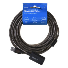 SAVIO CL-130 USB aktyvaus prievado prailgintuvas, 10 m, USB 2.0-A kištukas, USB 2.0-A lizdas, juodas SAVIO CL-130 USB aktyvaus prievado prailgintuvas, 10 m, USB 2.0-A kištukas, USB 2.0-A lizdas, juodas