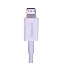 Baseus CALYS-A02 mobiliojo telefono laidas, baltas, 1 m, USB A, „Lightning“