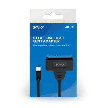 SAVIO AK-69 adapteris USB-C 3.1 Gen 1 (M) - SATA (F), skirtas 2,5 colių diskams