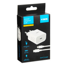 Sieninis įkroviklis iBOX C-37 GaN PD20W, baltas