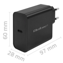 „Qoltec 52379“ itin greitas PD įkroviklis, 1 x USB-C, 65 W, 5–20 V, 3–3,25 A, juodas