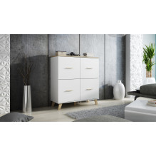 Cama indauja LOTTA 110 4D balta + sonoma ąžuolas