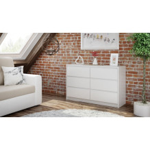 Topeshop K120 BIEL komoda 2X3 stalčiais Topeshop K120 BIEL komoda 2X3 stalčiais