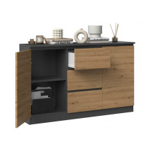 2D3S komoda 120x30x75 cm, antracito / artisan 2D3S komoda 120x30x75 cm, antracito / artisan