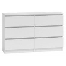 Topeshop M6 120 BIEL komoda 2X3 stalčiais Topeshop M6 120 BIEL komoda 2X3 stalčiais