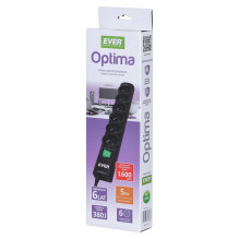 „Ever Optima“ 5 m, juodas, 6 kintamosios srovės lizdai, 250 V