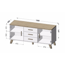 Cama indauja LOTTA 150 2D3S wotano ąžuolas + matinė juoda Cama indauja LOTTA 150 2D3S wotano ąžuolas + matinė juoda