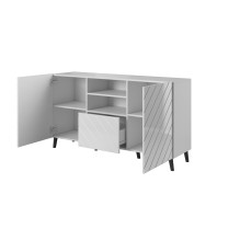 ABETO komoda 150x42x82 blizgi balta