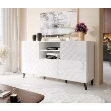 ABETO komoda 150x42x82 blizgi balta