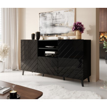 ABETO komoda 150x42x82 blizgi juoda / juoda ABETO komoda 150x42x82 blizgi juoda / juoda