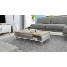 Cama LOTTA 110 kavos staliukas, baltas / sonoma ąžuolas