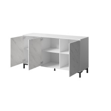 MARMO 3D komoda 150x45x80.5 cm balta matinė / marmuro balta MARMO 3D komoda 150x45x80.5 cm balta matinė / marmuro balta