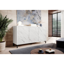 MARMO 3D komoda 150x45x80.5 cm balta matinė / marmuro balta MARMO 3D komoda 150x45x80.5 cm balta matinė / marmuro balta