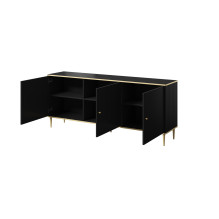 GLAMOUR chest 180x40x75.5 cm black matt + gold GLAMOUR chest 180x40x75.5 cm black matt + gold