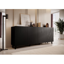 BARI chest of drawers 200x42x82 black matt BARI chest of drawers 200x42x82 black matt