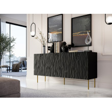 JUNGLE komoda 152x40.5x74.5 matinė juoda + auksinės kojelės JUNGLE komoda 152x40.5x74.5 matinė juoda + auksinės kojelės