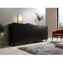 ETNA chest of drawers 200x42x82 black matt ETNA chest of drawers 200x42x82 black matt