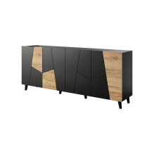 ETNA chest of drawers 200x42x82 black matt + oak craft ETNA chest of drawers 200x42x82 black matt + oak craft