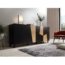 ETNA komoda 200x42x82 juoda matinė + ąžuolo dirbiniai ETNA komoda 200x42x82 juoda matinė + ąžuolo dirbiniai