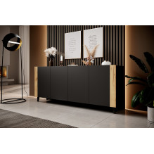 FARO chest of drawers 200x42x82 matte black + oak craft FARO chest of drawers 200x42x82 matte black + oak craft