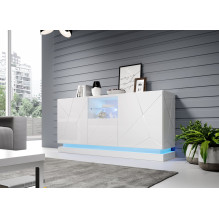 QIU 2D1K komoda 150x41.5x75 cm blizgi balta / blizgi balta QIU 2D1K komoda 150x41.5x75 cm blizgi balta / blizgi balta