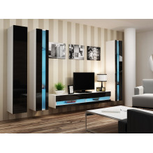 Cama Shelf unit VIGO NEW 180 / 40 / 30 white / black gloss Cama Shelf unit VIGO NEW 180 / 40 / 30 white / black gloss