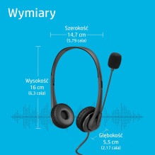 HP stereo USB ausinės G2 laidinės, su galvos lankeliu, juodos