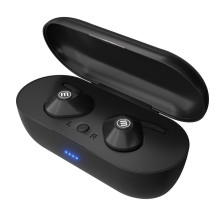 MAXELL MINI DUO belaidės ausinės su įkrovimo dėklu, juodos