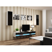 Cama TV stand VIGO NEW 30 / 140 / 40 white / black gloss Cama TV stand VIGO NEW 30 / 140 / 40 white / black gloss
