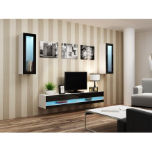 Cama TV stand VIGO NEW 30 / 140 / 40 white / black gloss Cama TV stand VIGO NEW 30 / 140 / 40 white / black gloss