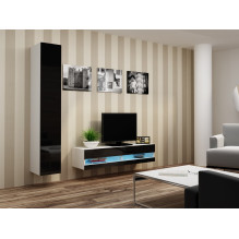 Cama TV stand VIGO NEW 30 / 140 / 40 white / black gloss Cama TV stand VIGO NEW 30 / 140 / 40 white / black gloss