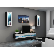 Cama TV stand VIGO NEW 30 / 140 / 40 black / white gloss Cama TV stand VIGO NEW 30 / 140 / 40 black / white gloss
