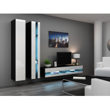 Cama TV stand VIGO NEW 30 / 140 / 40 black / white gloss Cama TV stand VIGO NEW 30 / 140 / 40 black / white gloss