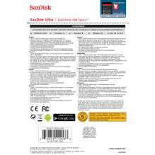 „Sandisk Ultra Dual Drive USB Type-C“ USB atmintinė 128 GB USB A tipo / USB C tipo 3.2 kartos 1 (3.1 kartos 1) juoda, si