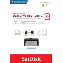 „Sandisk Ultra Dual Drive USB Type-C“ USB atmintinė 128 GB USB A tipo / USB C tipo 3.2 kartos 1 (3.1 kartos 1) juoda, si