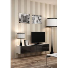 Cama TV staliukas VIGO 140 30 / 140 / 40 baltas / juodas blizgus Cama TV staliukas VIGO 140 30 / 140 / 40 baltas / juodas blizgus