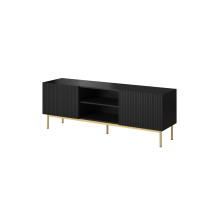 PAFOS RTV cabinet on golden steel frame 150x40x60 cm matte black PAFOS RTV cabinet on golden steel frame 150x40x60 cm matte black