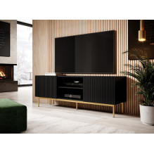 PAFOS RTV cabinet on golden steel frame 150x40x60 cm matte black PAFOS RTV cabinet on golden steel frame 150x40x60 cm matte black