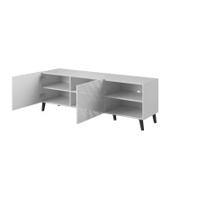 RTV spintelė ABETO 150x42x52 balta / balta blizgi