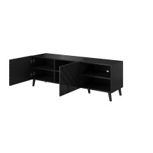 RTV spintelė ABETO 150x42x52 juoda blizgi RTV spintelė ABETO 150x42x52 juoda blizgi