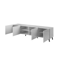 RTV cabinet ABETO 200x42x52 white / gloss white RTV cabinet ABETO 200x42x52 white / gloss white