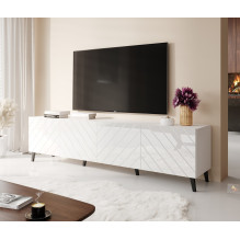 RTV spintelė ABETO 200x42x52 balta / blizgi balta RTV spintelė ABETO 200x42x52 balta / blizgi balta
