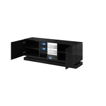 Cama TV spintelė QIU 160 MDF juodai blizgi / juodai blizgi