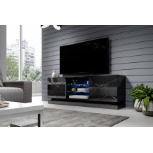 Cama TV spintelė QIU 160 MDF juodai blizgi / juodai blizgi