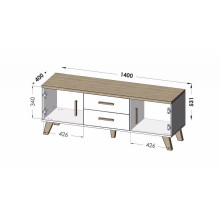 Cama RTV stovas LOTTA 140 cm, ąžuolo spalvos + matinės juodos spalvos Cama RTV stovas LOTTA 140 cm, ąžuolo spalvos + matinės juodos spalvos