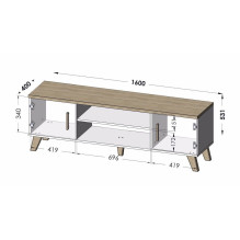 Cama TV staliukas LOTTA 160 2D2K wotan ąžuolas / matinė juoda Cama TV staliukas LOTTA 160 2D2K wotan ąžuolas / matinė juoda
