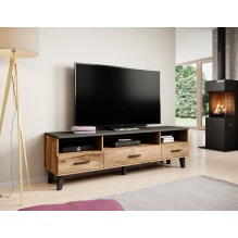 Cama RTV stovas LOTTA 180 cm, ąžuolas, matinė juoda Cama RTV stovas LOTTA 180 cm, ąžuolas, matinė juoda