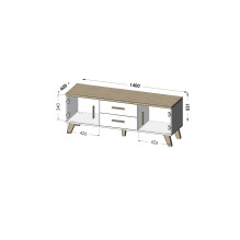 Cama RTV stand LOTTA 140cm white + sonoma oak Cama RTV stand LOTTA 140cm white + sonoma oak