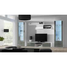 Cama TV staliukas SOHO 180 baltas / pilkas blizgus Cama TV staliukas SOHO 180 baltas / pilkas blizgus