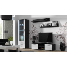 Cama TV staliukas SOHO 140 juodas / baltas blizgus